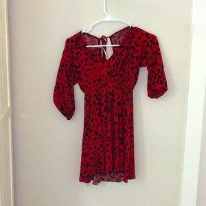 XS Cheetah Print Red Dress